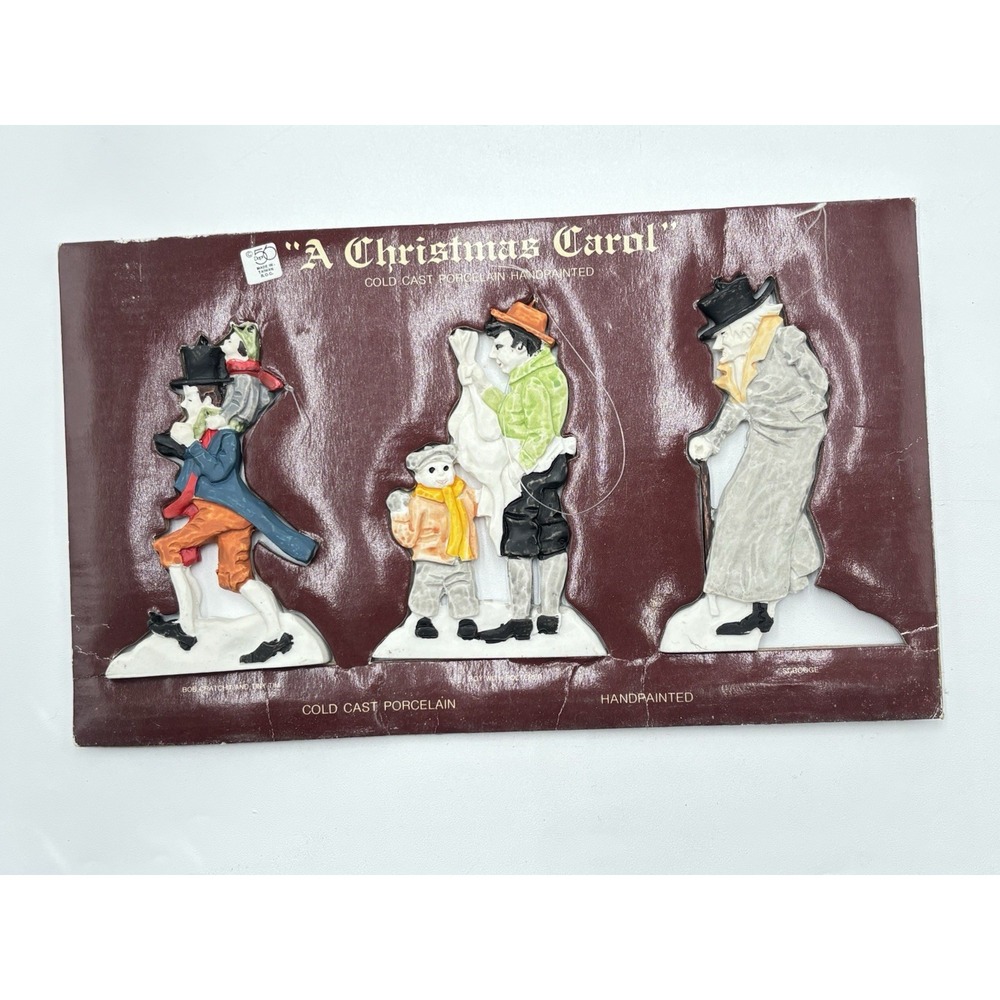Vintage Dept 56 A Christmas Carol Porcelain Ornaments Set of 3 Scrooge Dickens